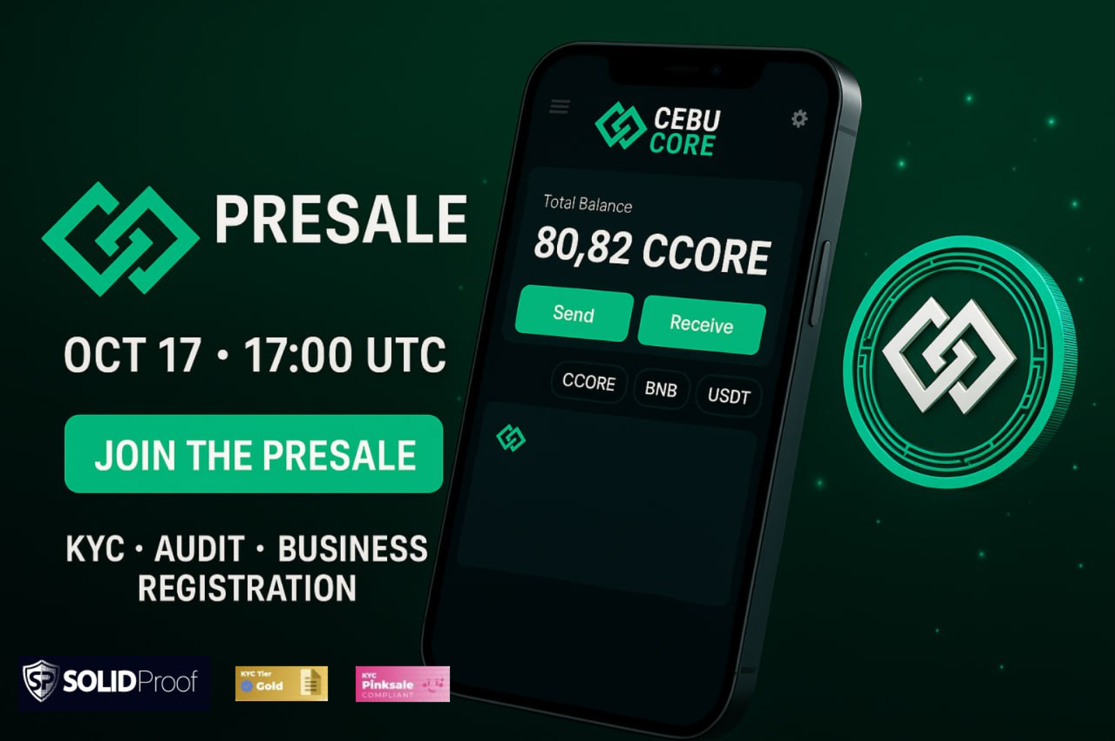 The CebuCore Presale opens on October 17 at 17:00 UTC